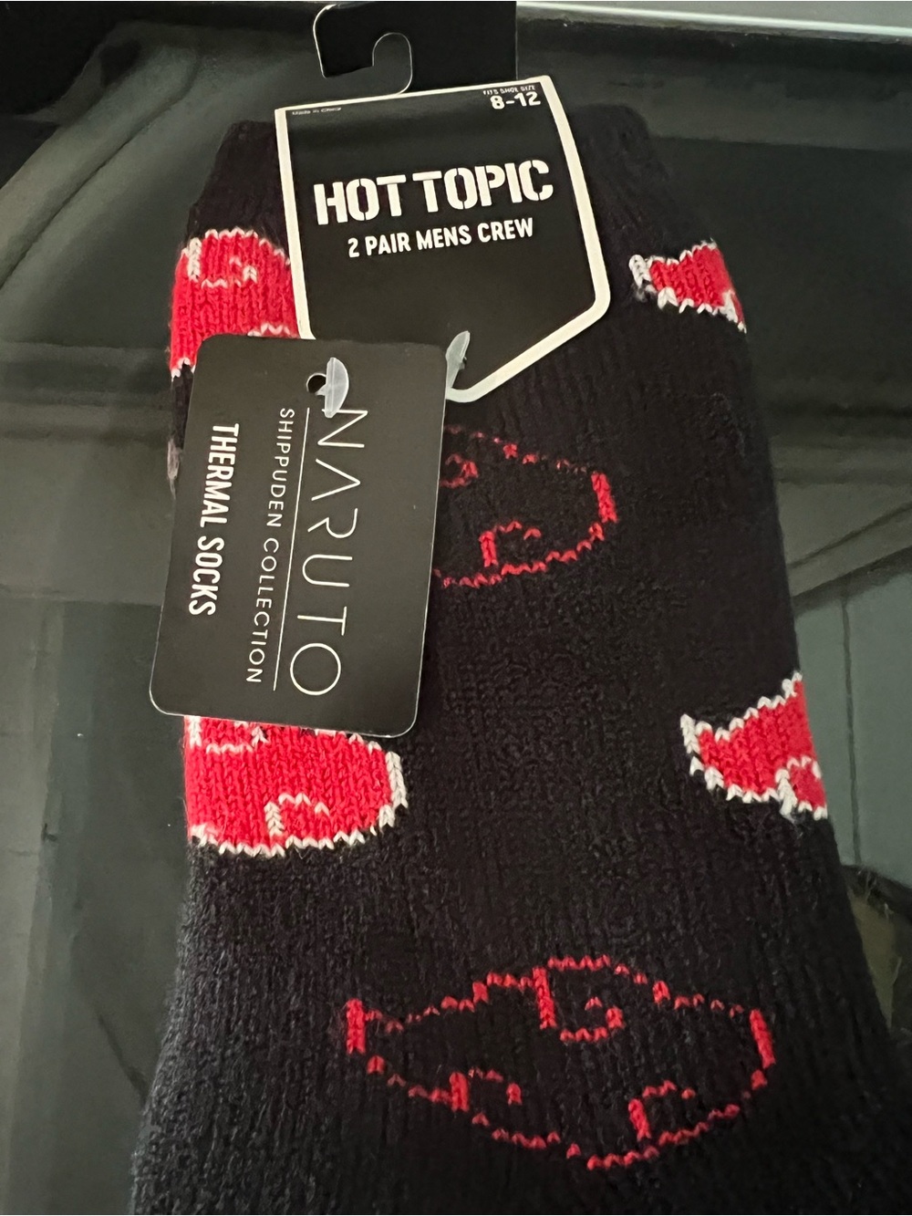 Naruto x Hot Topic Men’s Black grippy bottoms and sheet of stickers